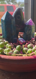 Blue Apatite with String of Pearls